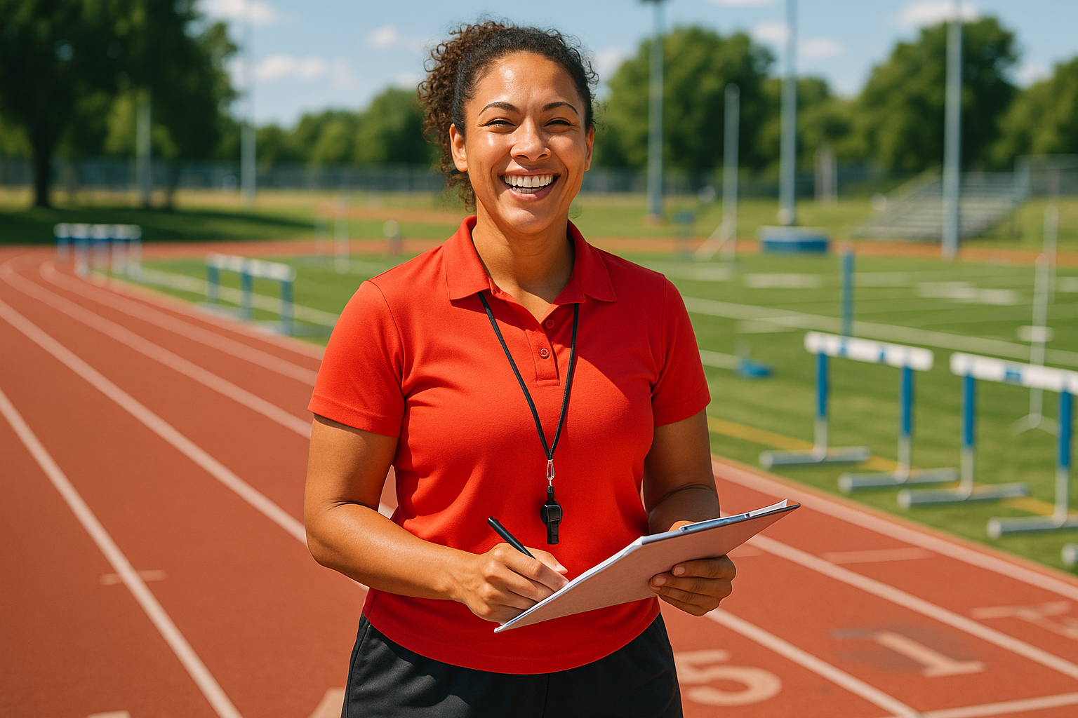 Track and field coaches on the track happy with is training