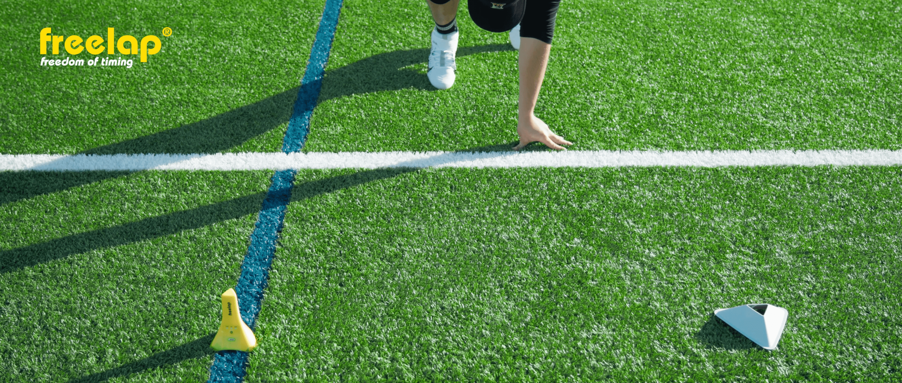 Freelap Canada football drill – agility and speed test setup using wireless timing system for sprint and performance measurement