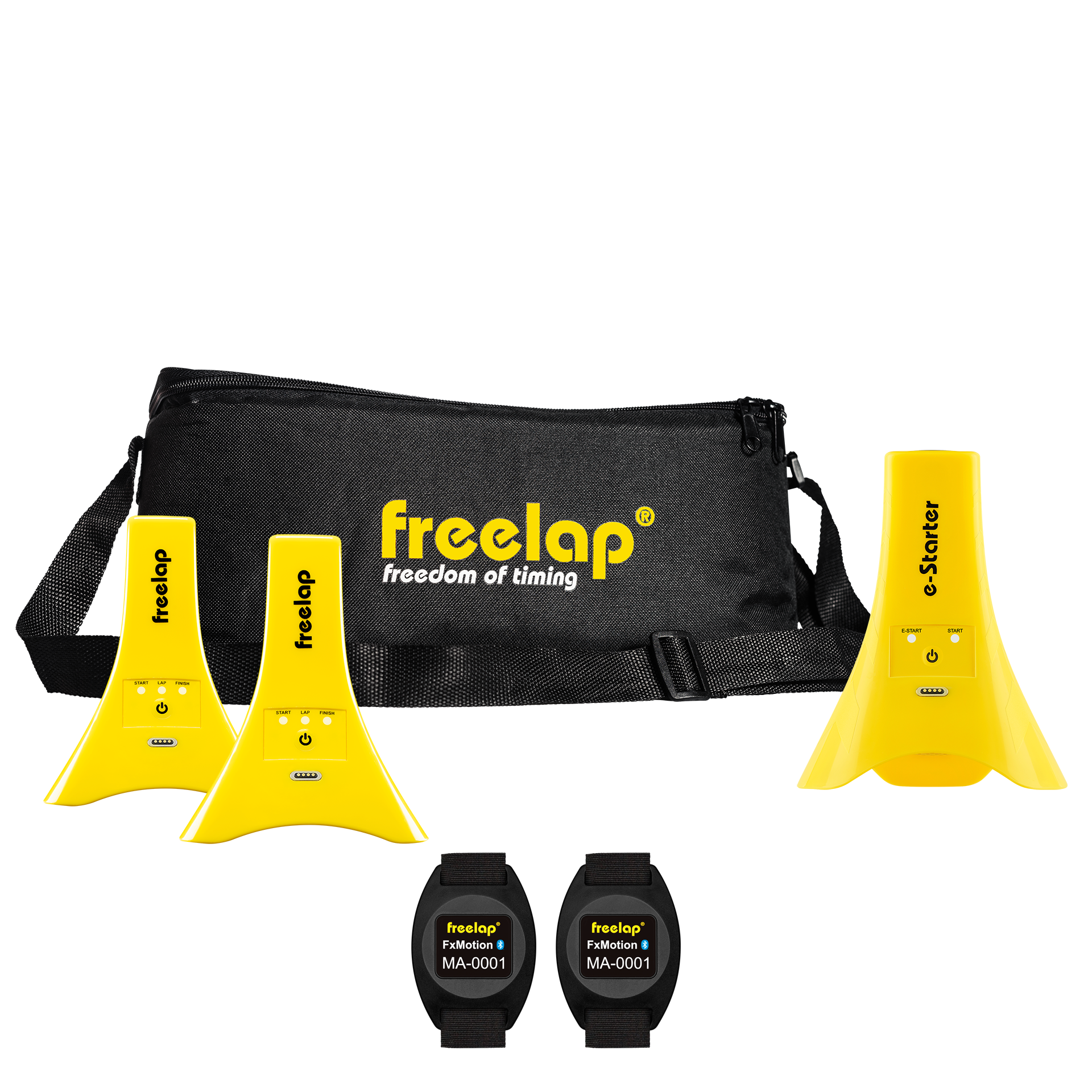 Freelap Canada Running Dual Motion Pack – wireless timing system with two FxMotion chips and gates for dual athlete sprint training and split timing.