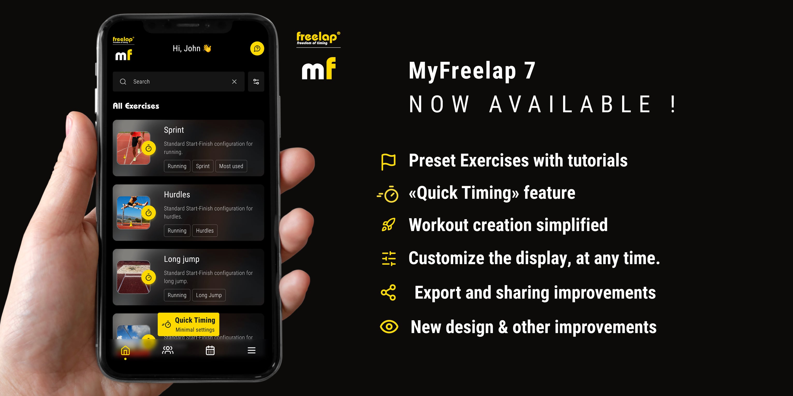 Freelap Canada wireless timing system data displayed on MyFreelap app in landscape mode – showing detailed athlete performance graphs and lap times on a smartphone screen.