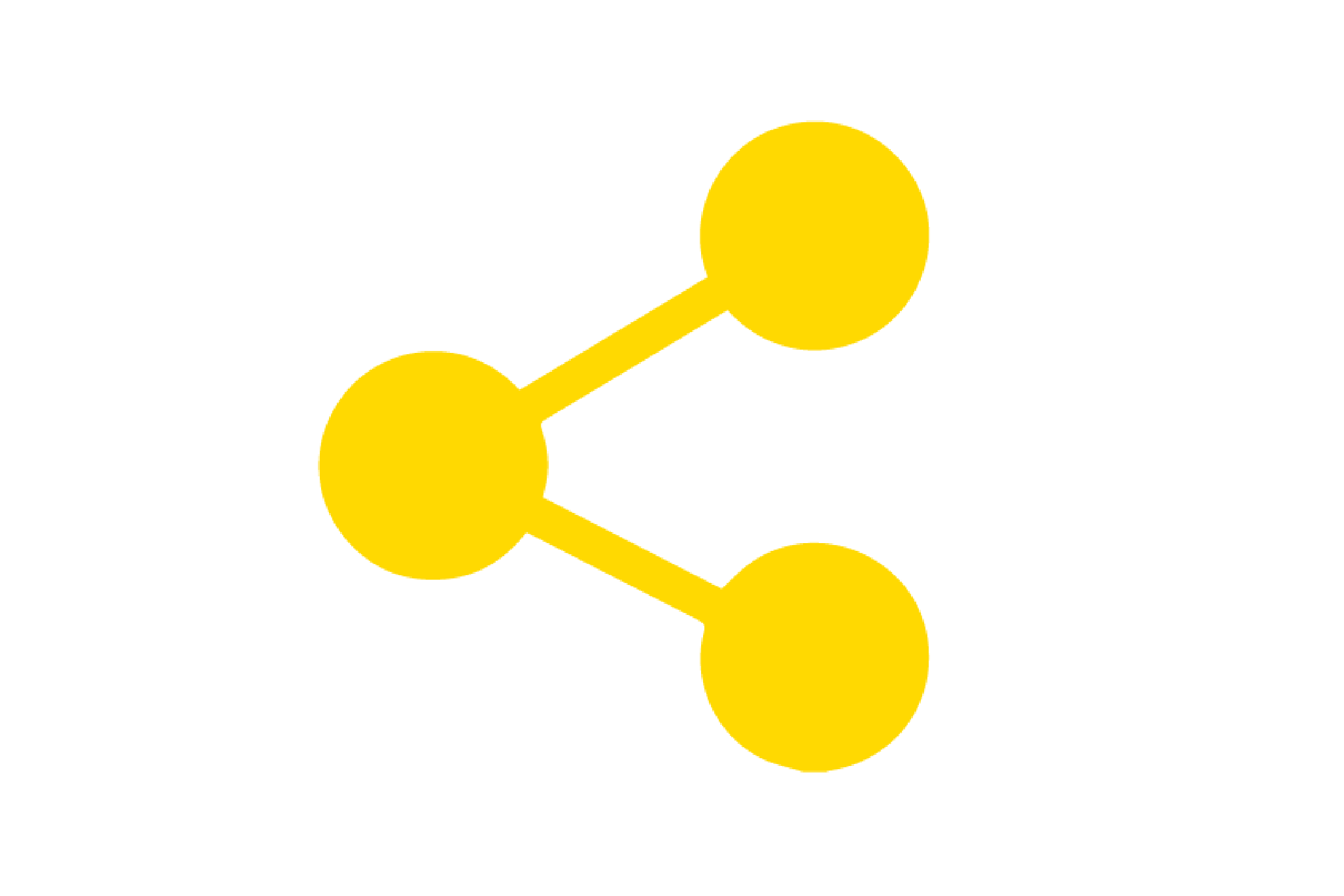 Yellow share icon on a white background