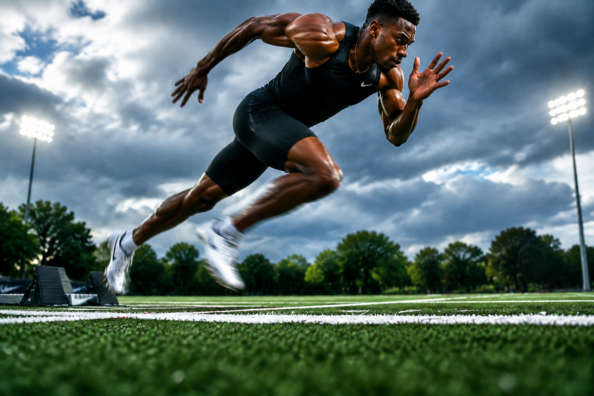 runner practicing his 40-yard dash