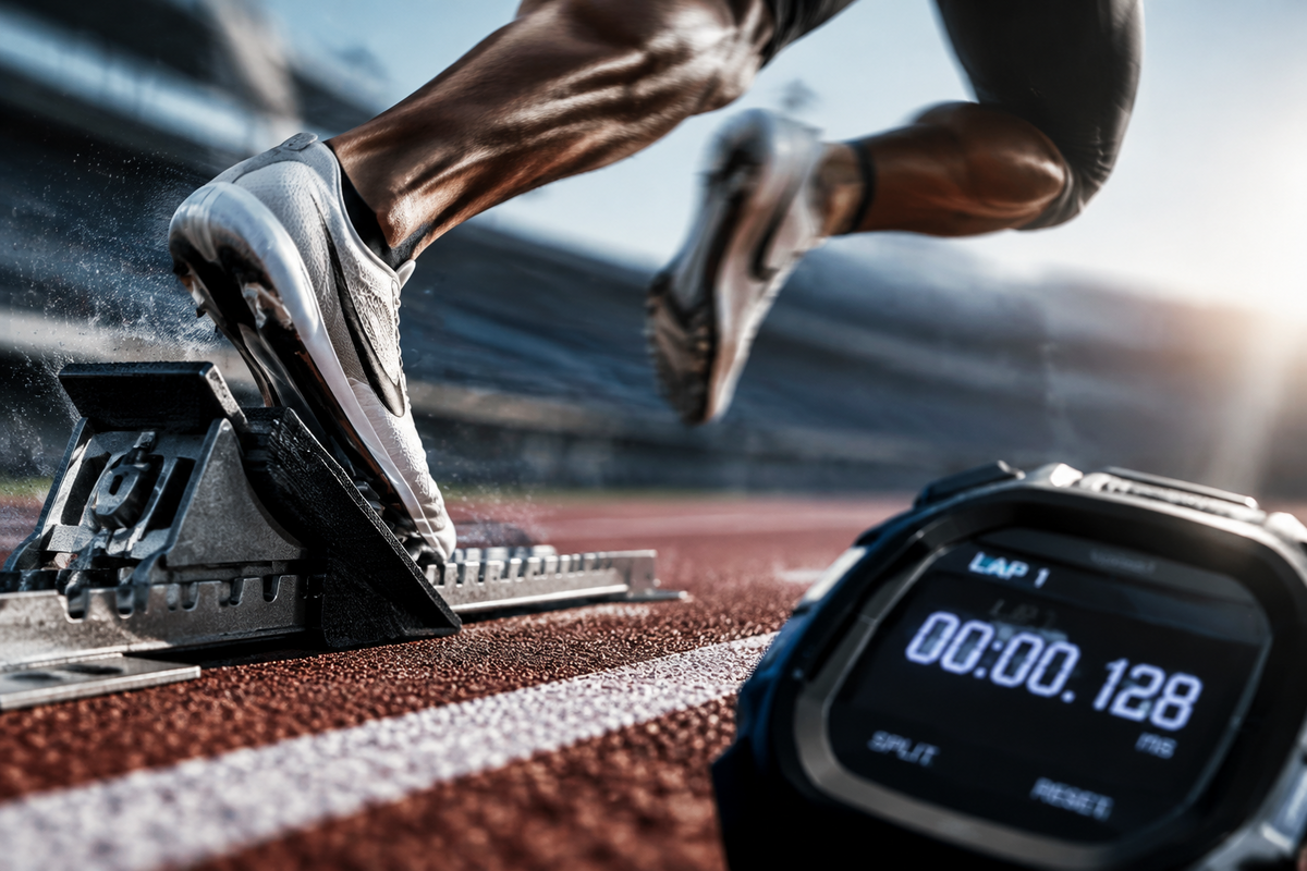 Speed runner being timed