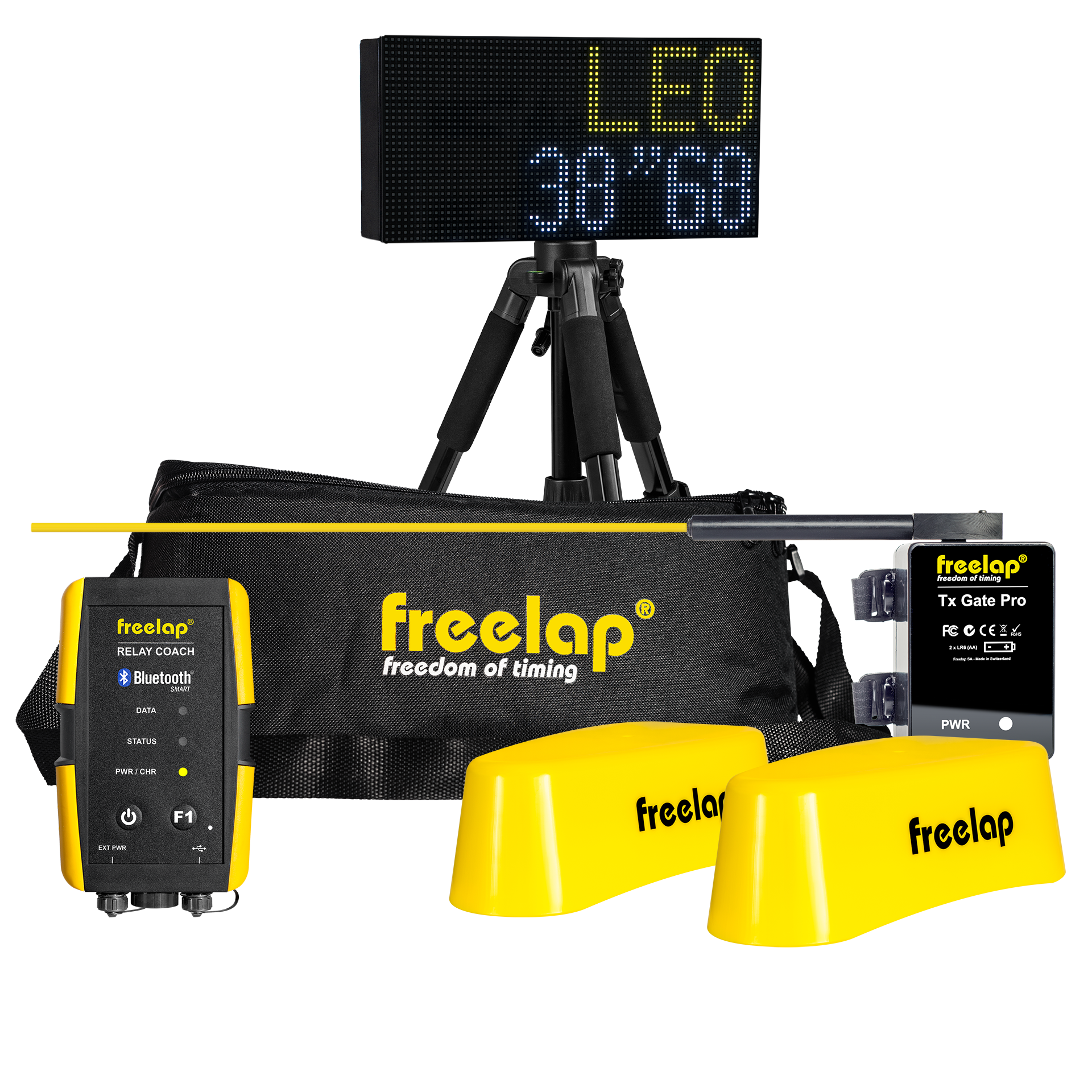 Freelap Canada Alpine Pro Pack – advanced wireless timing system with LED display and gates for precise alpine ski training and split time tracking.
