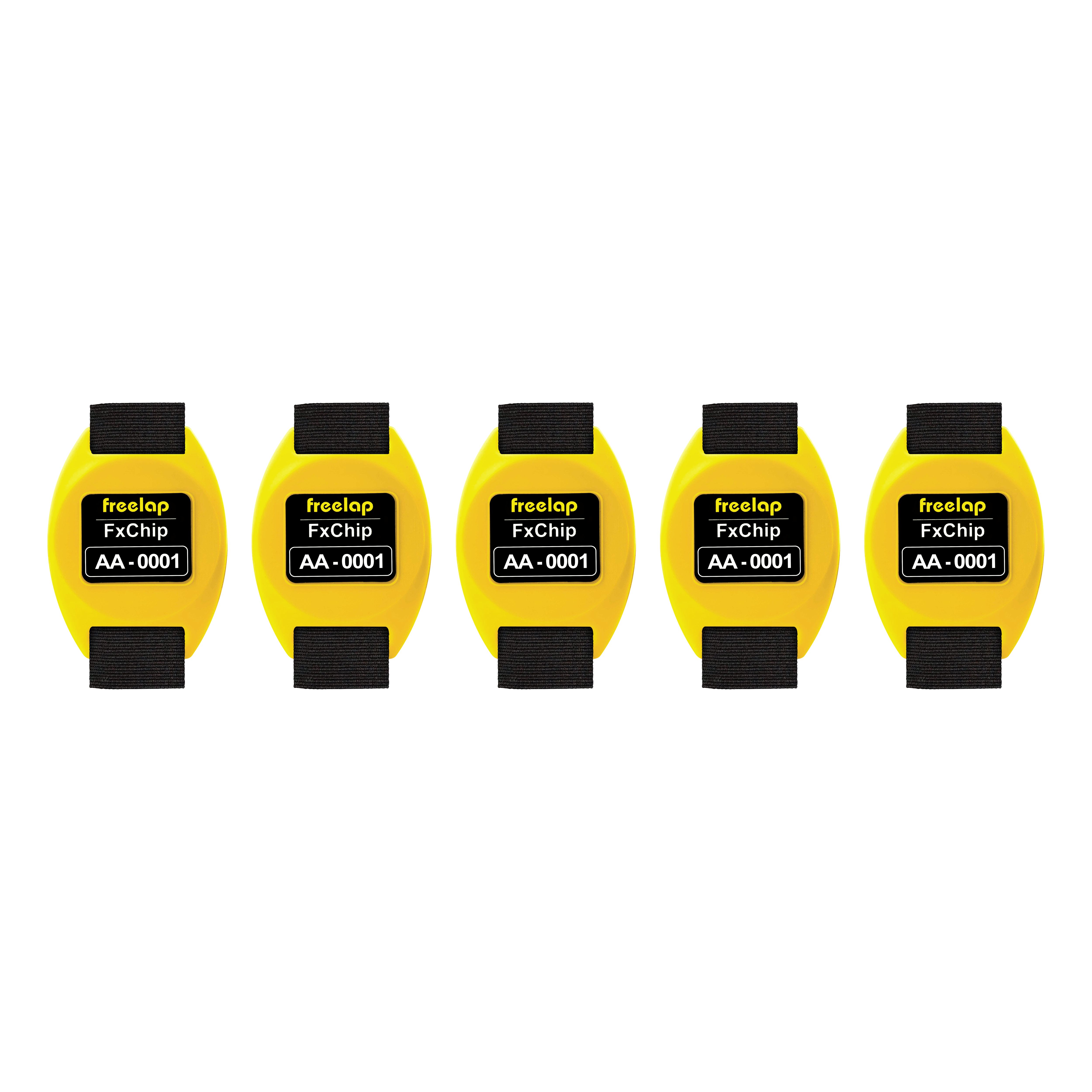 Freelap Canada FxChip 5-Pack – wireless timing transponders for accurate sprint timing and athlete performance tracking.