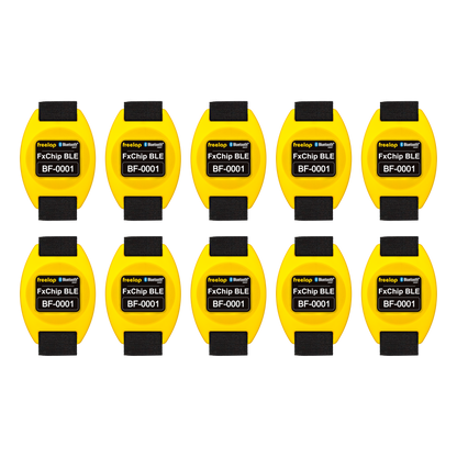 Freelap Canada FxChip BLE 10-Pack – wireless timing transponders for team sprint training and performance tracking with Freelap system.