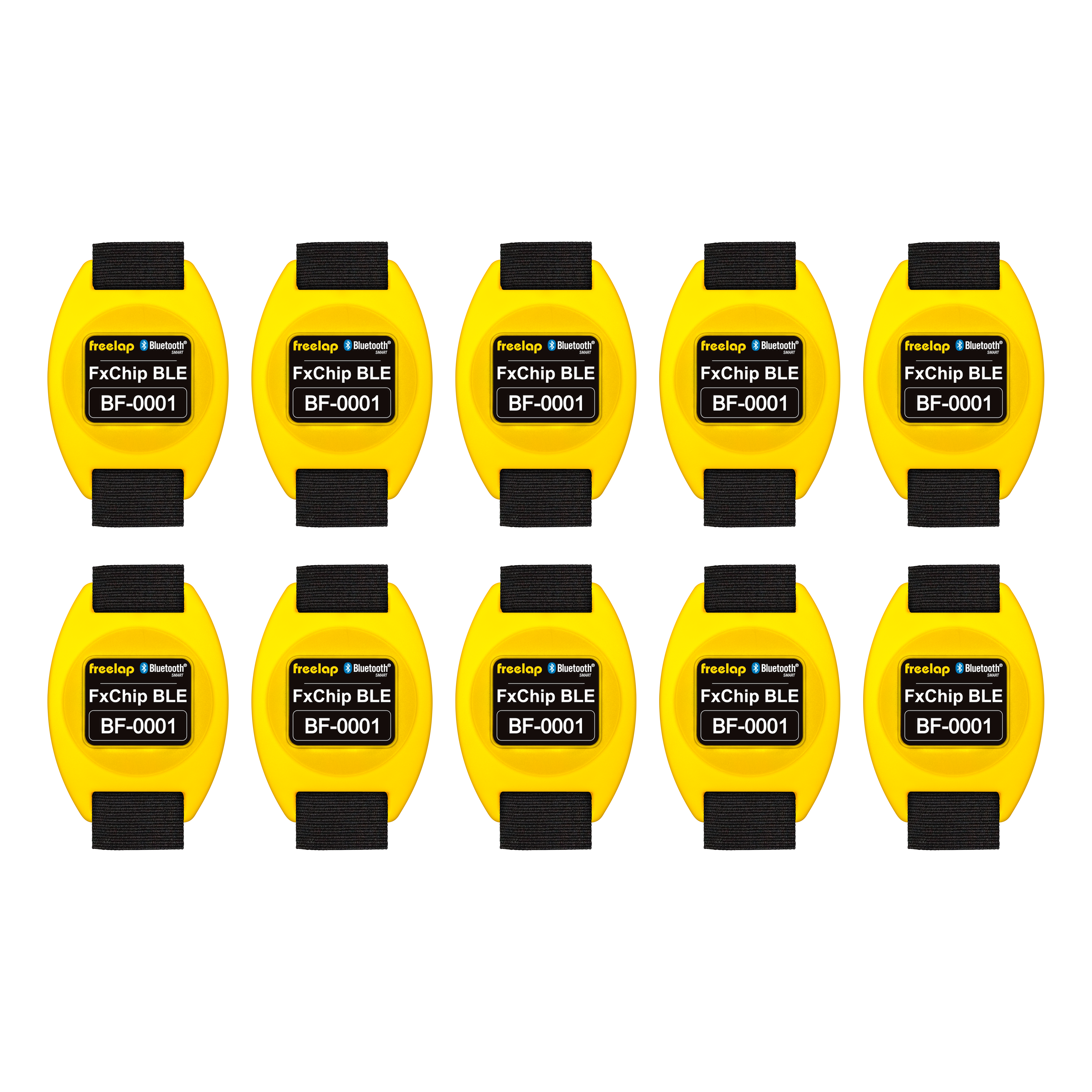 Freelap Canada FxChip BLE 10-Pack – wireless timing transponders for team sprint training and performance tracking with Freelap system.