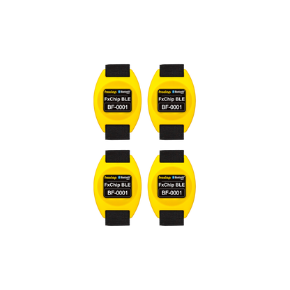 Freelap Canada FxChip BLE 4-Pack – set of wireless timing chips for multi-athlete sprint training and performance analysis.