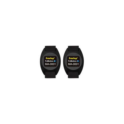 Freelap Canada FxChip Motion 2-Pack – Bluetooth timing transponders for dual-athlete wireless sprint timing and performance tracking.