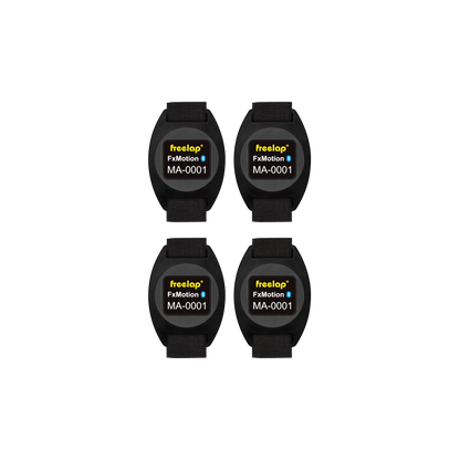 Freelap Canada FxChip Motion 4-Pack – set of Bluetooth timing chips for wireless sprint timing and multi-athlete performance tracking.