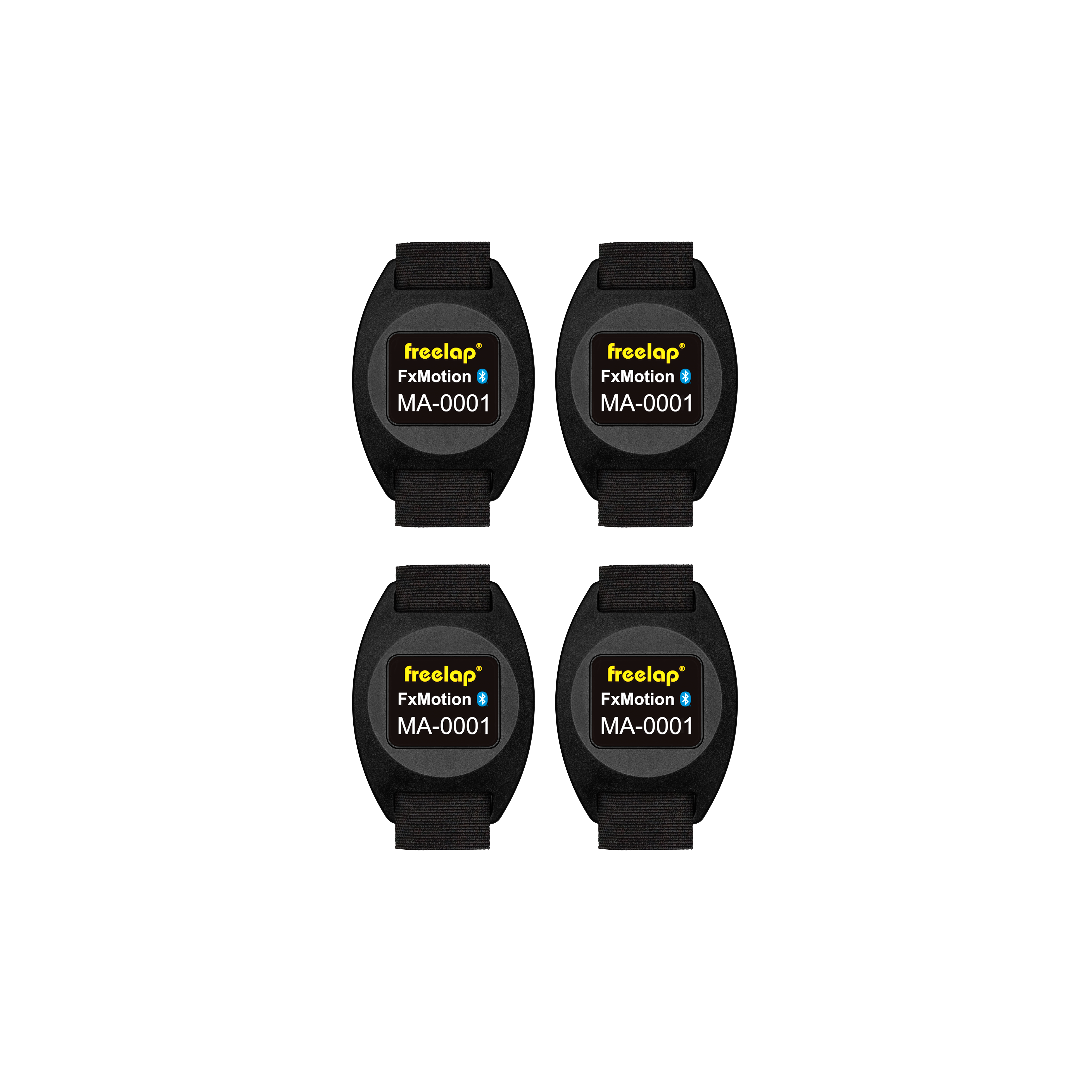 Freelap Canada FxChip Motion 4-Pack – set of Bluetooth timing chips for wireless sprint timing and multi-athlete performance tracking.
