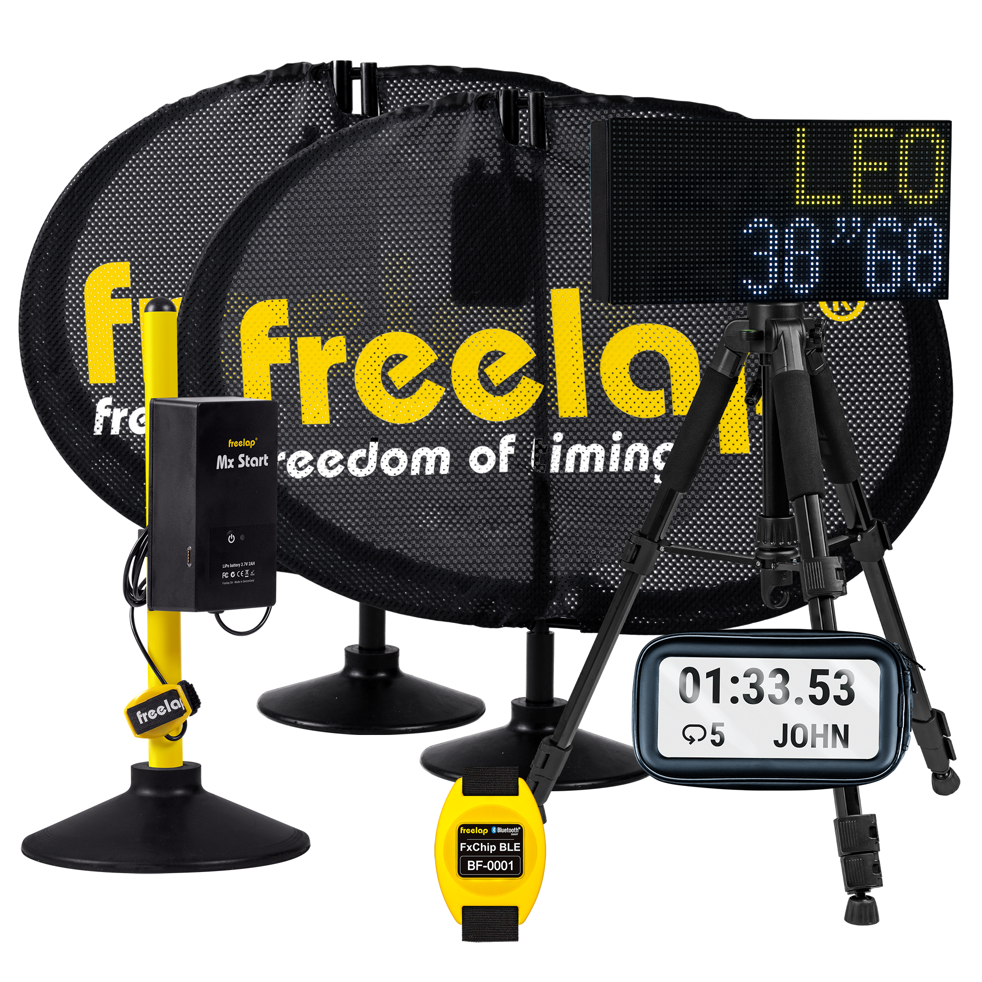 Freelap Canada MX Pro Pack – wireless timing system for motocross training, includes gates and transponder for lap and segment timing.