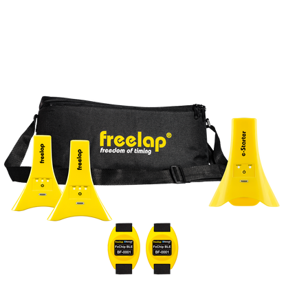 Freelap Canada Running Dual Pack – wireless timing system with two chips and timing gates for dual-athlete sprint training and split time tracking.