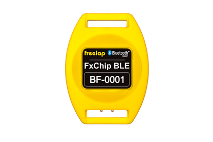 Freelap Canada FxChip BLE timing chip – worn by athlete during sprint training for precise wireless timing and performance measurement.