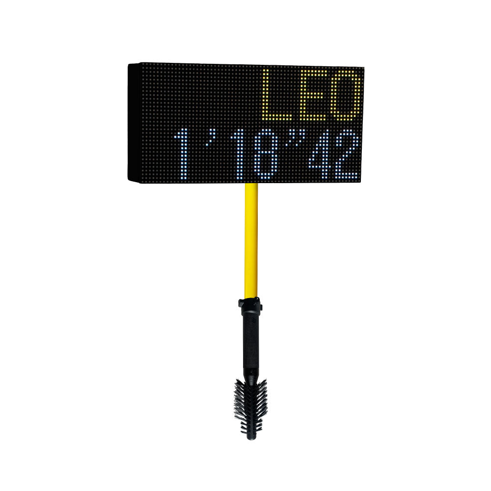 Freelap Canada LED Display mounted for ski training – real-time visual feedback of athlete split and finish times during alpine or nordic skiing.